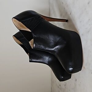 BRIAN ATWOOD: NWT black leather platform ankle boots